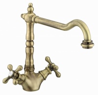 Period Style Twin Handle Kitchen Tap | Antique Brass